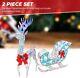Iridescent Christmas Reindeer And Santa Sleigh Set Festive Holiday Decor Best