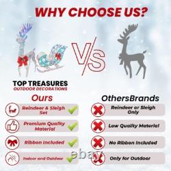 Iridescent Christmas Reindeer and Santa Sleigh Set Festive Holiday Decor Best