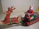 Japan Battery Operated Christmas Santa Claus Reindeer Sleigh Tin Toy