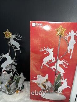 JC Penney SANTA'S SLEIGH & REINDEER Light-Up Color Change Christmas Decoration