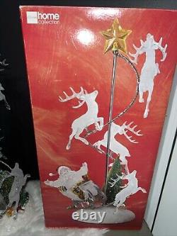 JC Penney SANTA'S SLEIGH & REINDEER Light-Up Color Change Christmas Decoration