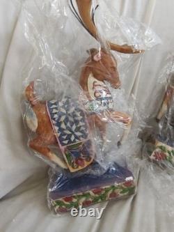 JIM SHORE Delivering Joy Santa Sleigh And 3 Dash Away Reindeer Figurines