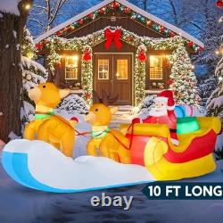 JOYIN 10 FT Long Christmas Inflatable Hanging Santa Sleigh and Reindeer