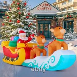 JOYIN 10 FT Long Christmas Inflatable Hanging Santa Sleigh and Reindeer