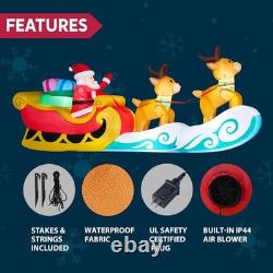 JOYIN 10 FT Long Christmas Inflatable Hanging Santa Sleigh and Reindeer