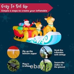 JOYIN 10 FT Long Christmas Inflatable Hanging Santa Sleigh and Reindeer
