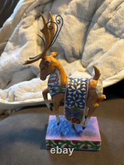 Jim Shore 2004 Santa Sleigh Delivering Joy & the 3 Dash Away Reindeer