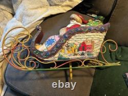 Jim Shore 2004 Santa Sleigh Delivering Joy & the 3 Dash Away Reindeer