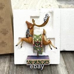 Jim Shore 2004 Santa Sleigh Delivering Joy & the 3 Dash Away Reindeer