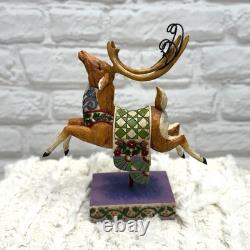 Jim Shore 2004 Santa Sleigh Delivering Joy & the 3 Dash Away Reindeer