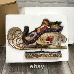 Jim Shore 2004 Santa Sleigh Delivering Joy & the 3 Dash Away Reindeer