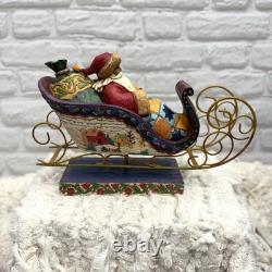 Jim Shore 2004 Santa Sleigh Delivering Joy & the 3 Dash Away Reindeer