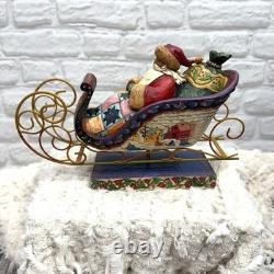 Jim Shore 2004 Santa Sleigh Delivering Joy & the 3 Dash Away Reindeer