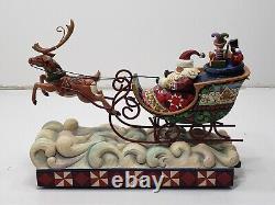 Jim Shore 4017630 Magic Takes Flight Santas Sleigh & Reindeer With Toys Music Box