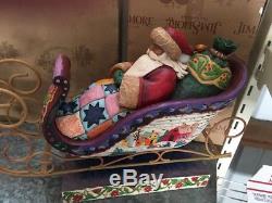 Jim Shore Christmas Santa in Sleigh Delivering Joy With 3 Reindeer