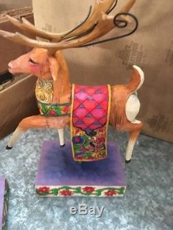 Jim Shore Christmas Santa in Sleigh Delivering Joy With 3 Reindeer