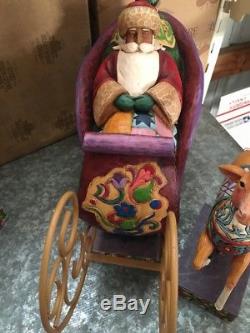 Jim Shore Christmas Santa in Sleigh Delivering Joy With 3 Reindeer