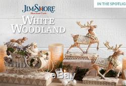 Jim Shore Christmas White Woodland Santa In Sleigh & Reindeer Set/3 New 2018
