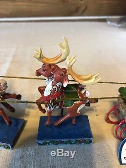 Jim Shore Dash Away All Santa and Reindeer Sleigh Christmas Figurine Set 4055048
