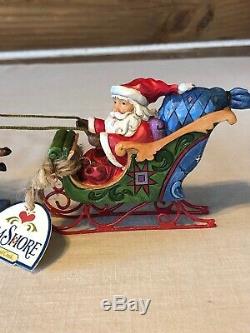 Jim Shore Dash Away All Santa and Reindeer Sleigh Christmas Figurine Set 4055048