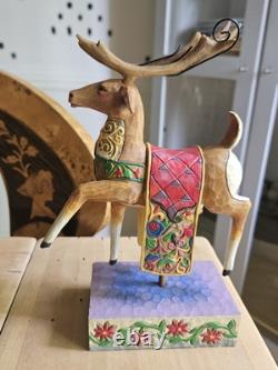Jim Shore Delivering Joy Santa Sleigh And the 3 Dash Away Reindeer Figurines