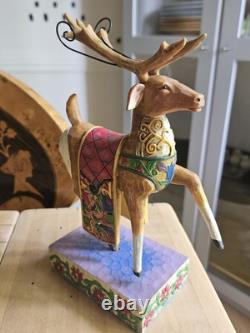 Jim Shore Delivering Joy Santa Sleigh And the 3 Dash Away Reindeer Figurines