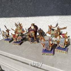 Jim Shore Delivering Joy Santa Sleigh And the 8 Dash Away Reindeer Figurines