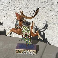 Jim Shore Delivering Joy Santa Sleigh And the 8 Dash Away Reindeer Figurines