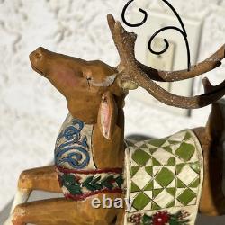 Jim Shore Delivering Joy Santa Sleigh And the 8 Dash Away Reindeer Figurines