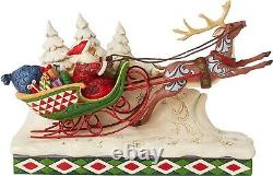 Jim Shore HERE COMES SANTA! SANTA ON SLEIGH WITH REINDEER 6006635 NEW