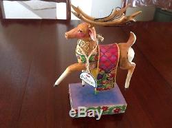 Jim Shore Heartwood Creek 2004 Santa Sleigh & 3 Dash Away Reindeer in Box
