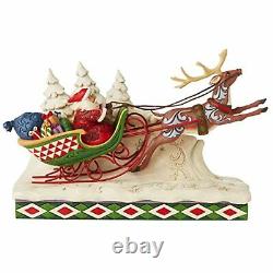 Jim Shore Heartwood Creek Christmas Santa Claus on Sleigh with Reindeer 6006635