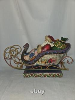 Jim Shore Heartwood Creek DELIVERING JOY Santa & Sleigh + 2 DASH AWAY Reindeer