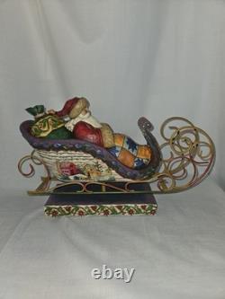 Jim Shore Heartwood Creek DELIVERING JOY Santa & Sleigh + 2 DASH AWAY Reindeer