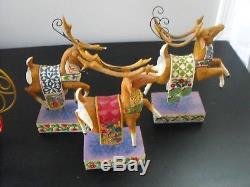 Jim Shore Heartwood Creek Delivering Joy Santa Sleigh With 3 Dash Away Reindeer