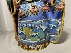 Jim Shore Heartwood Creek FLY AWAY TINY SLEIGH Reindeer Open Coat Santa 0000831