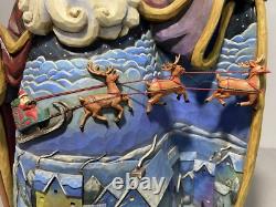 Jim Shore Heartwood Creek FLY AWAY TINY SLEIGH Reindeer Open Coat Santa 0000831