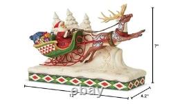 Jim Shore Heartwood Creek Here Comes Santa Sleigh with Reindeer Figurine, 7