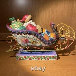 Jim Shore-Heartwood Creek-Santa Sleigh & 3 Reindeer-Delivering Joy & 3 Dash Away