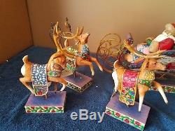 Jim Shore Heartwood Santa's Sleigh With Reindeer 2004 Figurine 4002991