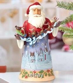 Jim Shore Large 11 Santa Sleigh Reindeer Midnight Christmas Sky NEW Boxed 5502