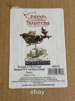 Jim Shore Rudolph Red Nosed Reindeer with Santa in Sleigh Statue 6001593 NEW T