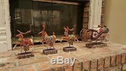 Jim Shore Santa Delivering Joy Sleigh and Dash Away Reindeer set- RETIRED 2004