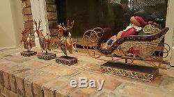 Jim Shore Santa Delivering Joy Sleigh and Dash Away Reindeer set- RETIRED 2004