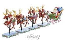 Jim Shore Santa In Sleigh & Reindeer Dash Away All 5 Piece Set Heartwood Creek