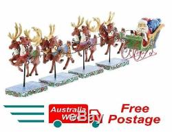 Jim Shore Santa In Sleigh & Reindeer Dash Away All 5 Piece Set Heartwood Creek