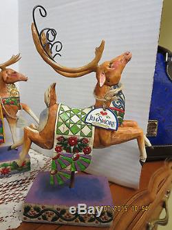 Jim Shore Santa Sleigh 4 Reindeer Delivering Joy with Original Boxes 2004
