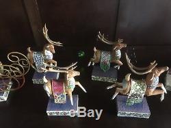 Jim Shore Santa Sleigh 4 Reindeer & Rudolph Delivering Joy F117119