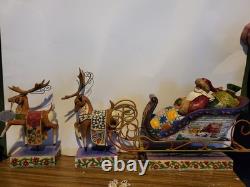 Jim Shore Santa Sleigh Delivering Joy & the 2 Dash Away Reindeer Original Boxes