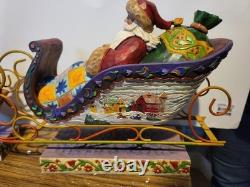 Jim Shore Santa Sleigh Delivering Joy & the 2 Dash Away Reindeer Original Boxes